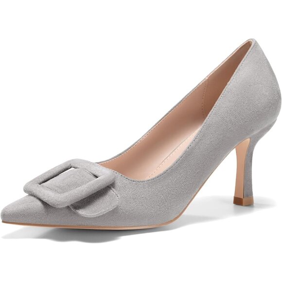 Shoes - Women's Closed Pointed Toe Pumps Stiletto Heels Wedding Party Dress Shoes Grey
